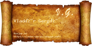 Vladár Gergő névjegykártya
